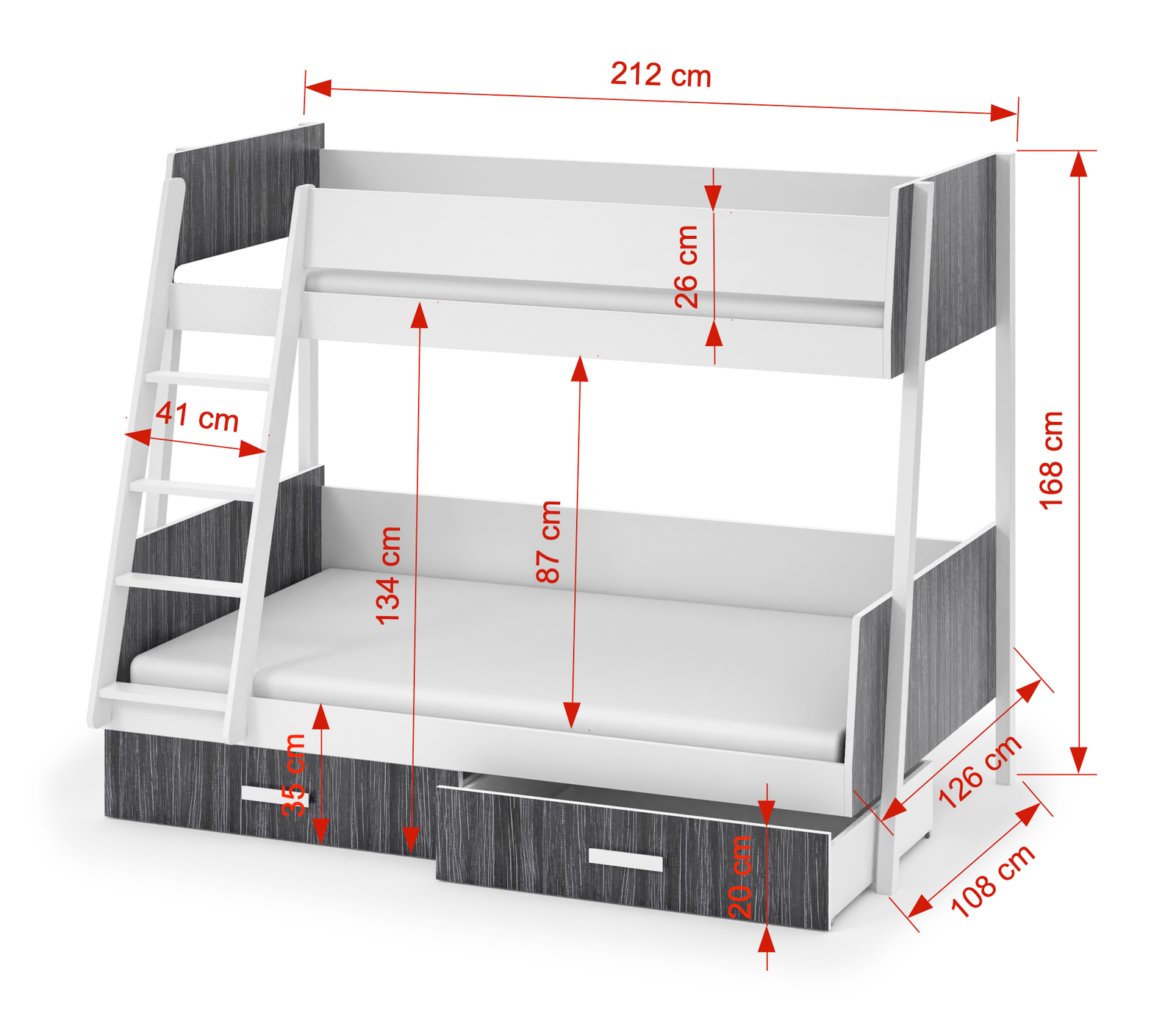 Dviaukštė lova BMLOBED212/126 - Image 2