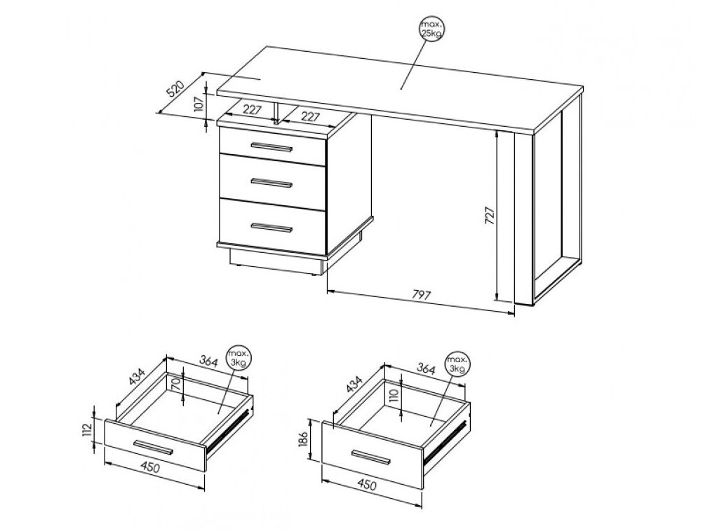 Rašomasis stalas BDL 135 - Image 2