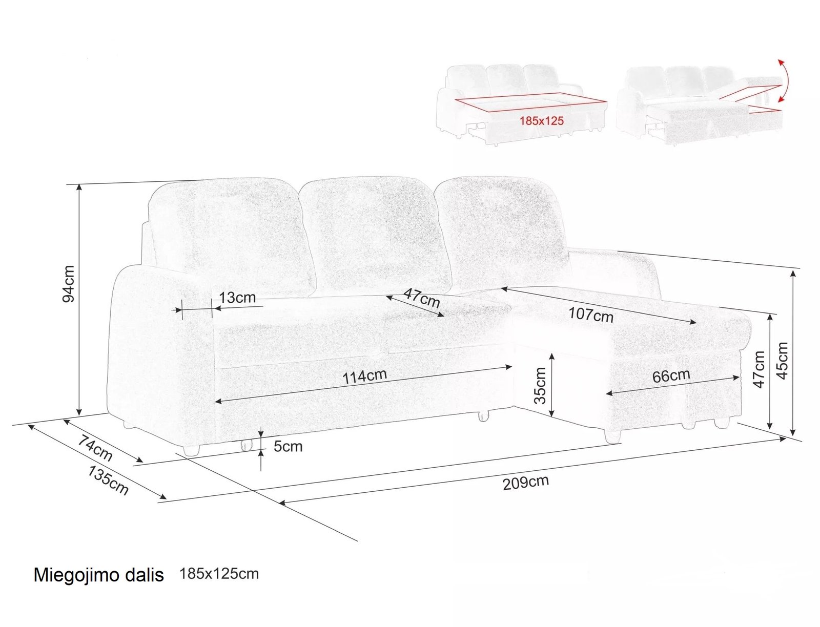Minkštas kampas BSG 209x135 - Image 2