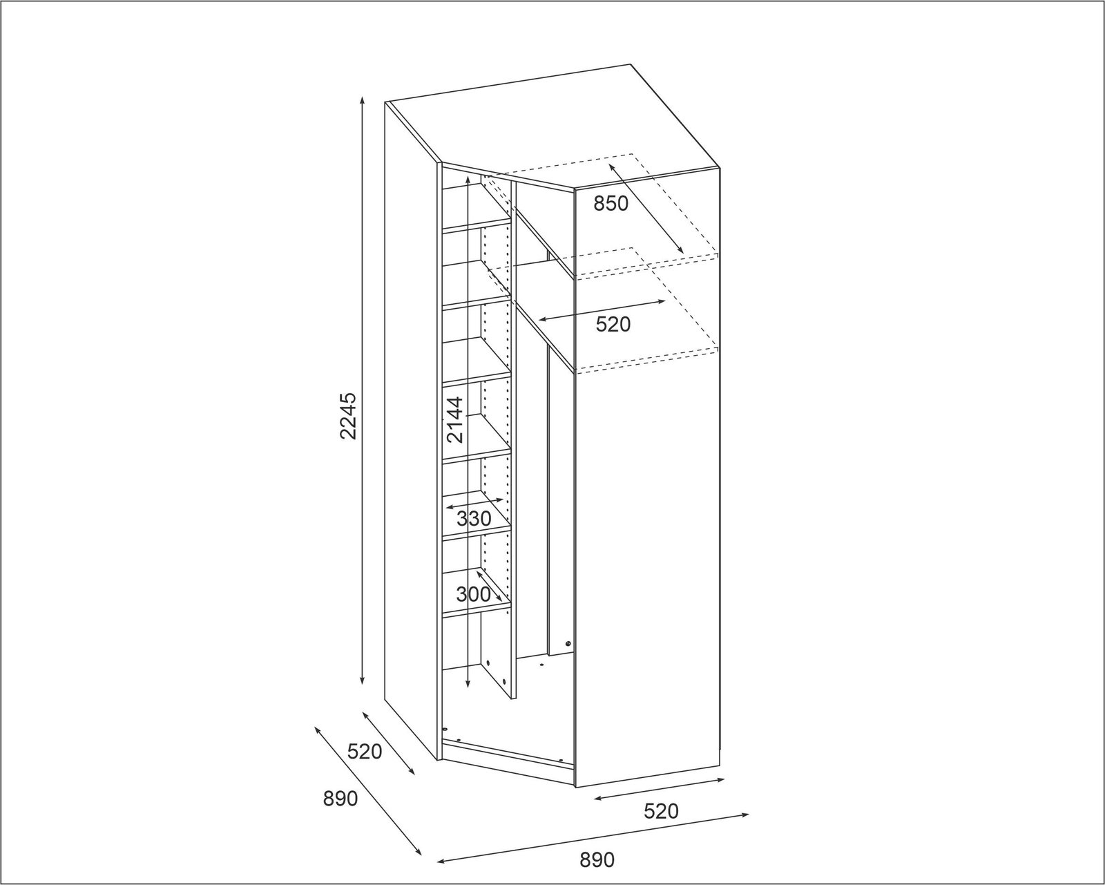 Kampinė spinta BBUL 89 A - Image 4