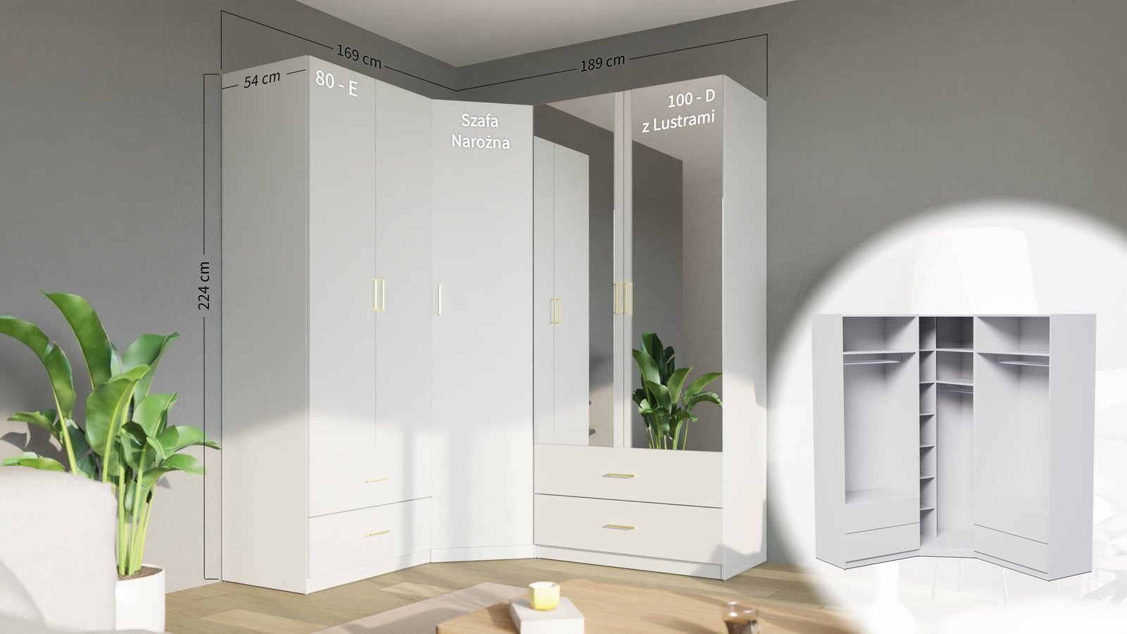 Kampinė spinta BBUL 89 A - Image 5