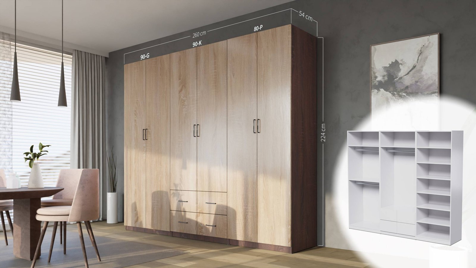 Kampinė spinta BBUL 90 K - Image 6